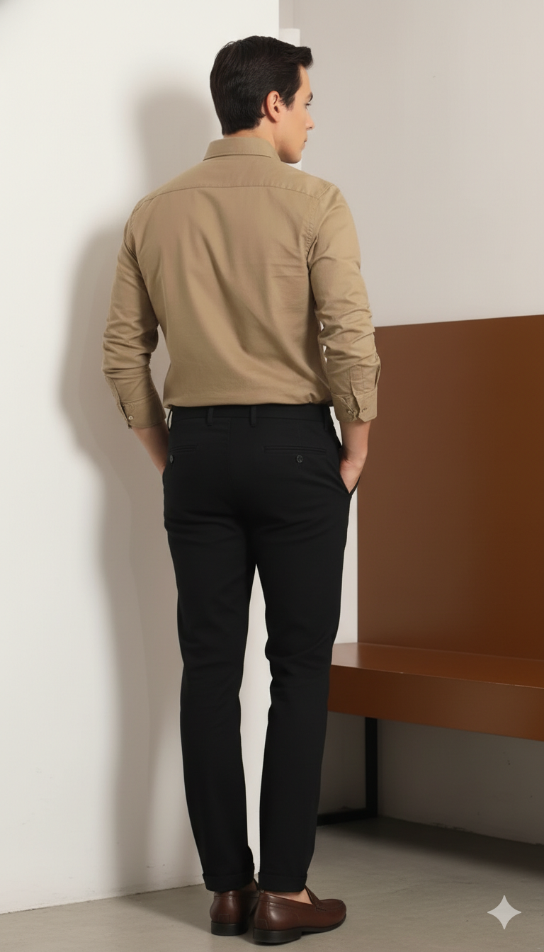 Drezola Best Oxford Premium Slim-Fit Cotton Casual Shirt – Solid Beige - Image 3