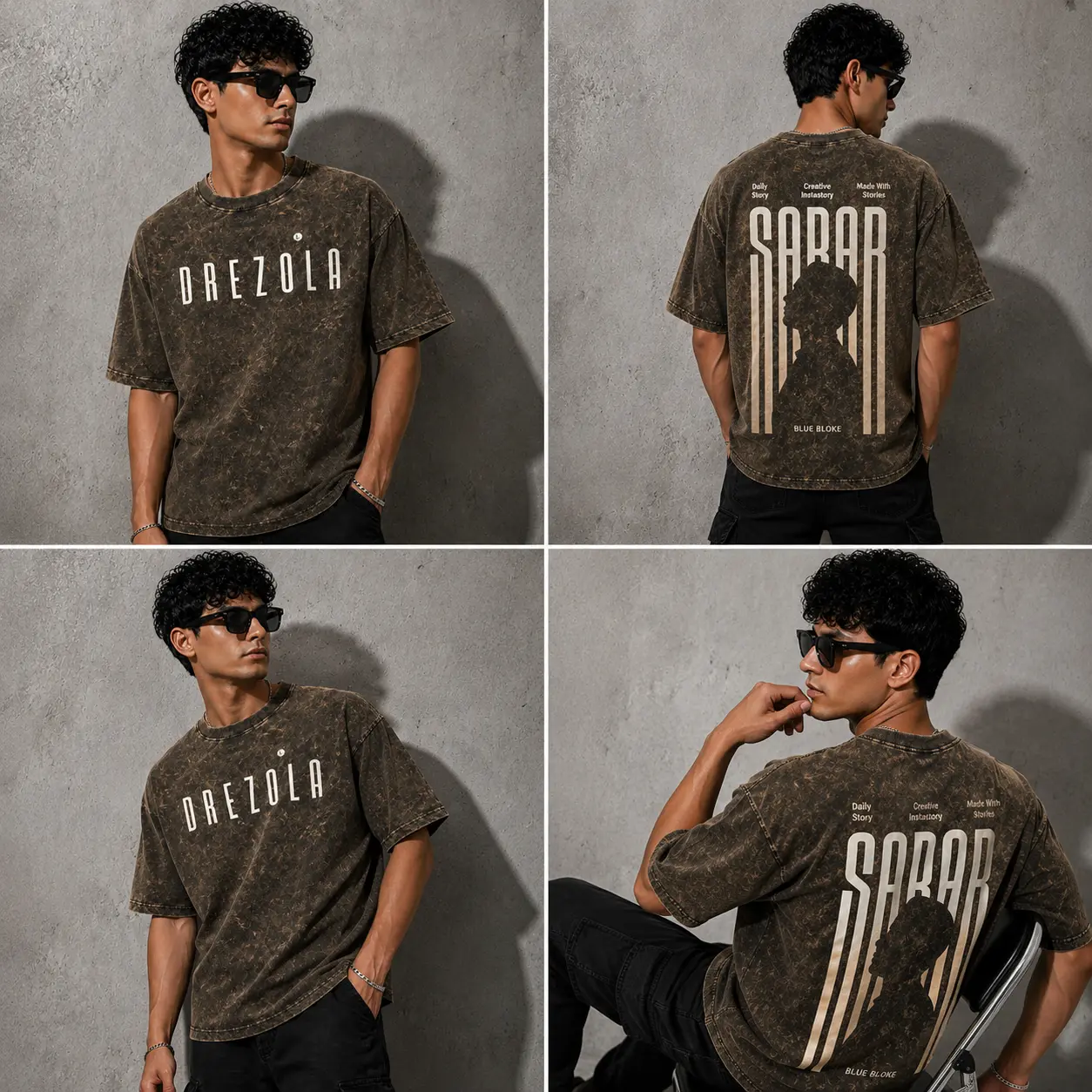 Men Oversized Acid Wash T-Shirt | Drop Shoulder Graphic Printed T-Shirt for Men | Streetwear Loose Fit Half Sleeve - Image 3