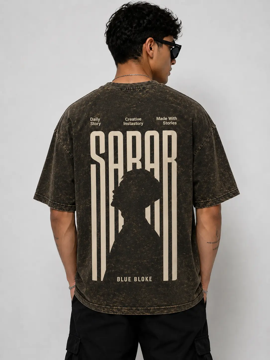 Men Oversized Acid Wash T-Shirt | Drop Shoulder Graphic Printed T-Shirt for Men | Streetwear Loose Fit Half Sleeve